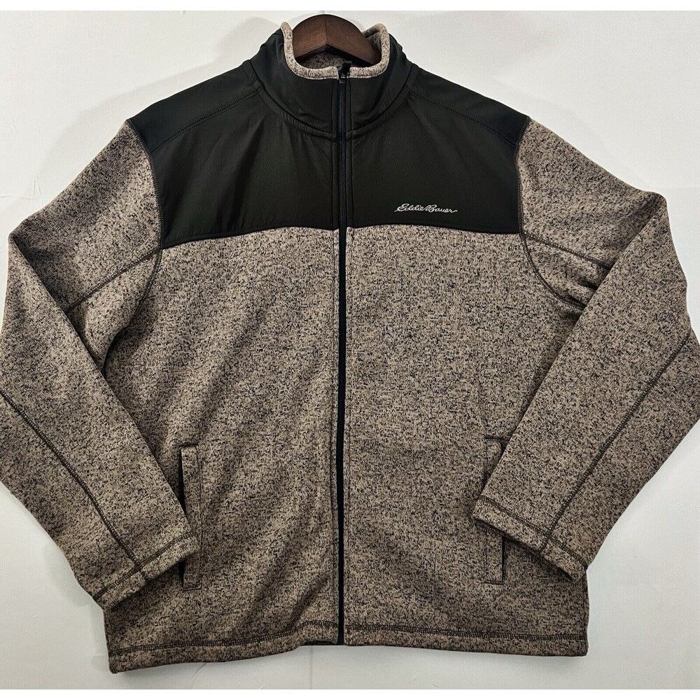 Eddie Bauer Men’s Radiator Pro Full Zip Fleece Jacket (Taupe/Heather | Large)